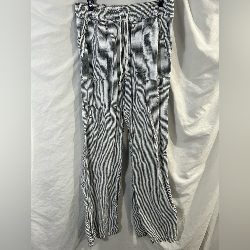 Artisan NY striped 100% linen Wide leg pant